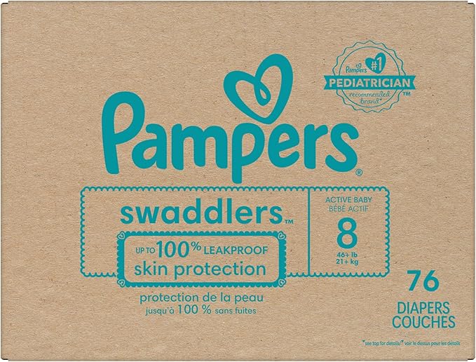 Pampers Baby Diapers - Swaddlers - Size 8, 76 Count, Ultra Absorbent Disposable Infant Diaper