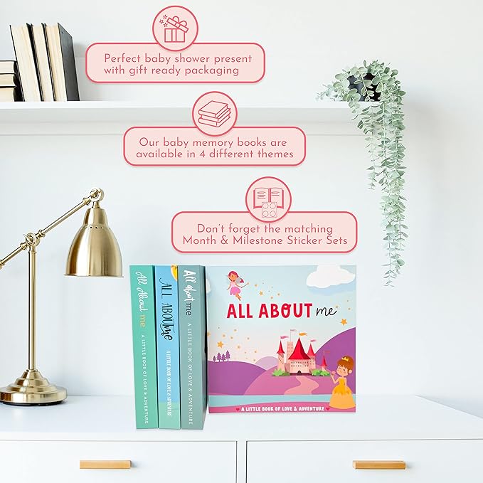 RubyRoo Baby Memory Book - Milestone Journal for Baby Girl - Baby Keepsake Photo Album - First 5 Years Scrapbook - Pregnancy Gift for Baby Shower, 60 Page Hardcover Record Book for Newborn - Fairyland