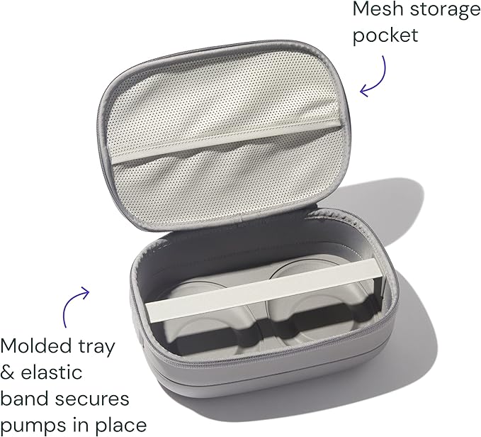Willow Breast Pump Carrying Case, Grey, Use with Hands Free Wearable Breast Pumps, Ultra Durable Hard Shell Breast Pump Case with Removable Tray, Compact and Discreet