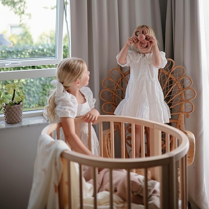 mushie Silicone Baby Daisy Rattle Teether Toy (Dusty Rose)