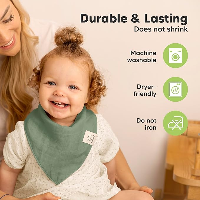 8-Pack Muslin Baby Bibs for Boys, Girls - Muslin Bandana Drool Bibs for Baby Girl & Boy, Drooling Newborn, Teething Toddler, Infant 0-36 Months, 100% Cotton Extra Absorbent & Soft (Eclipse)