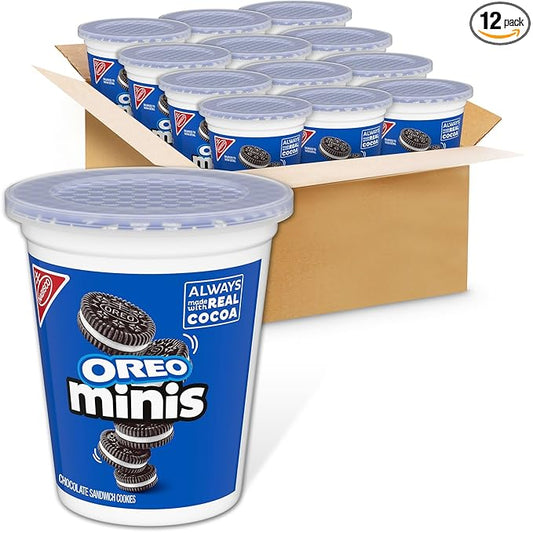 OREO Minis Chocolate Sandwich Cookies, 12 - 3.5 oz Snack Cups