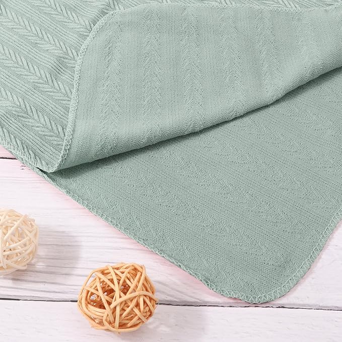 Newborn Receiving Blanket with Bow Hat Mittens Wooden Card Set Wheat-Pattern Newborns Toddler Baby Boy Girl Nursery Swaddle Wrap