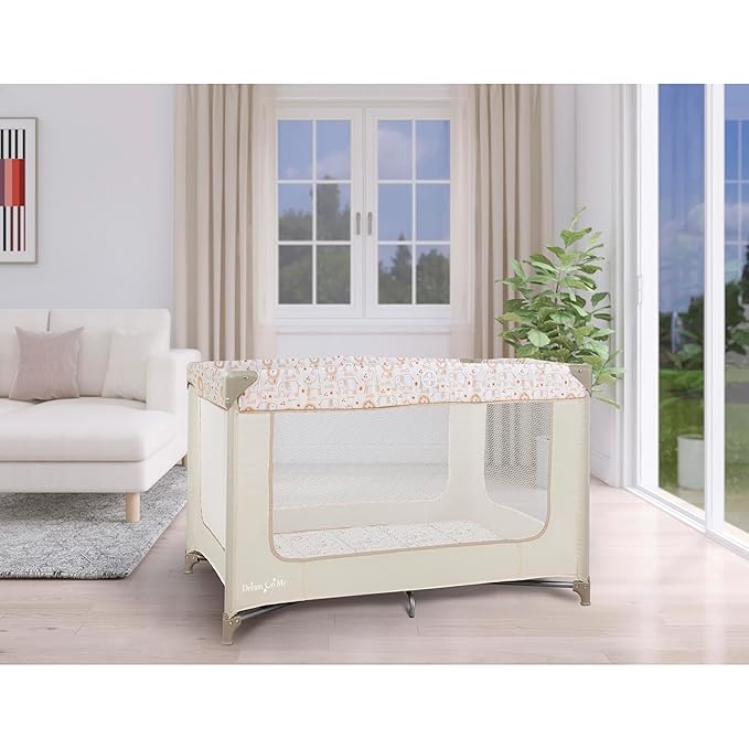 Dream On Me Zodiak Portable Playard with Carry Bag & Shoulder Strap, Beige