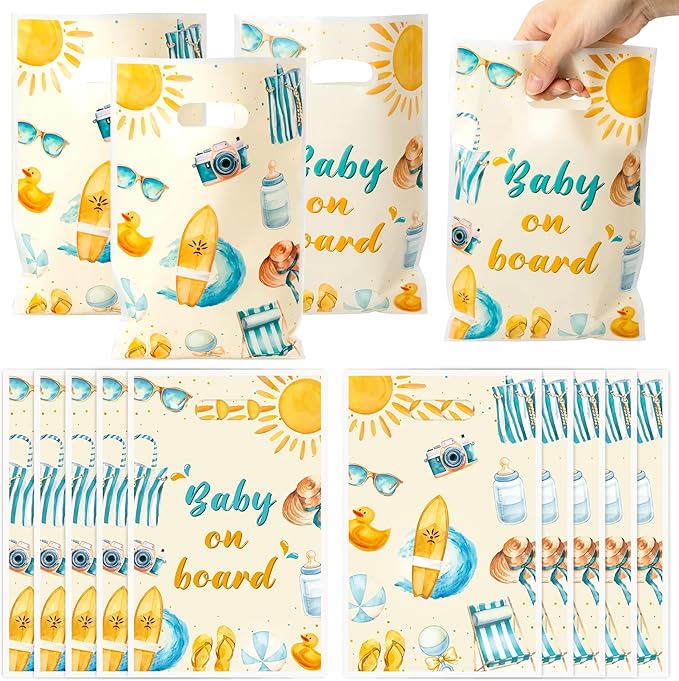 Baby on Board Baby Shower Party Favor Bags - 50Pcs Splish Splash Baby Bash Goody Candy Treat Gifts Bags Party Decorations for Kids Boys Girls Birthday Summer Events Supplies