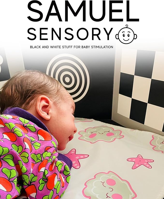 Samuel Sensory Board for Babies - Supersized Black and White Baby Cards for Developmental Newborn Tummy Time Toys - 100cm Newborn Black & White Toys for 0-3 Months & Older - Thick Stand Up Board No. 1