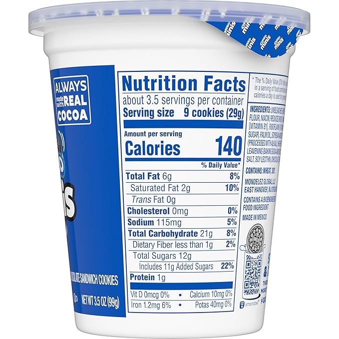 OREO Minis Chocolate Sandwich Cookies, 12 - 3.5 oz Snack Cups
