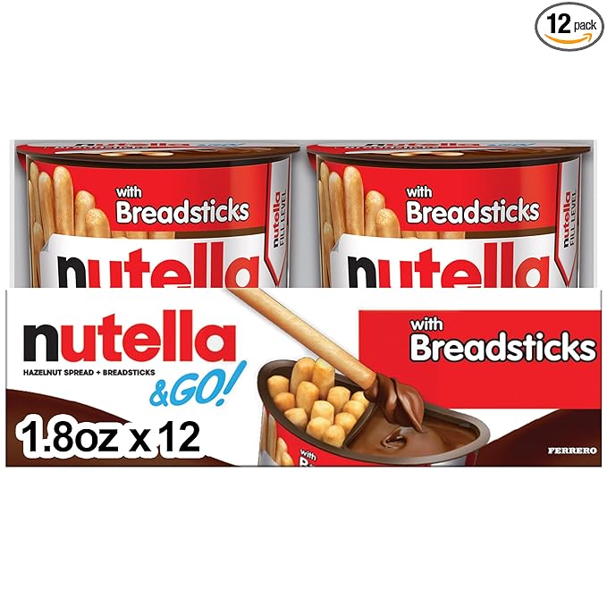 Nutella & GO! Bulk 12 Pack, Hazelnut and Cocoa Spread with Breadsticks, Stocking Stuffers, Snack Cups, 1.8 oz Each