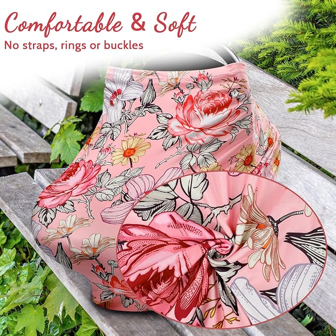 Pink Baby Car Seat Cover Girls, Infant Carseat Canopy, Stretchy Multi- use Nursing Cover for Stroller/High Chair/Shopping Cart/Car Seat Canopies (Floral)