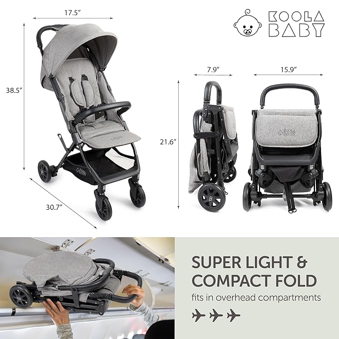 Lightweight Travel Stroller for Baby & Toddlers - Easy Fold & Compact Stroller with Canopy, Storage Basket, Multi-Position Recline & Convenient One-Hand Fold (Grey)