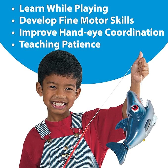 Small World Toys Magnetic Fishing Game, Catch of The Day Shark Fishing Toy for Kids Ages 3+, Includes Kids Fishing Pole and 1 Shark for Toddler Bath Toys, Water Fish Toys for Pools & Tubs