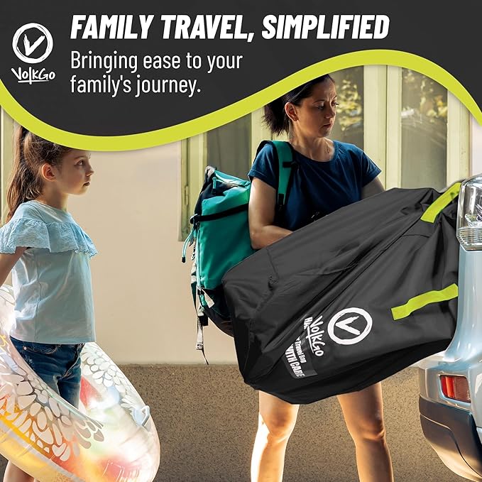V VOLKGO Extra Large Stroller Bag for Airplane with Padded Backpack Shoulder Straps, Double Stroller Cover for Air Travel, Jogger & Carrier - Fits Large Sizes, Gate Check Bag, Waterproof Travel Cover.