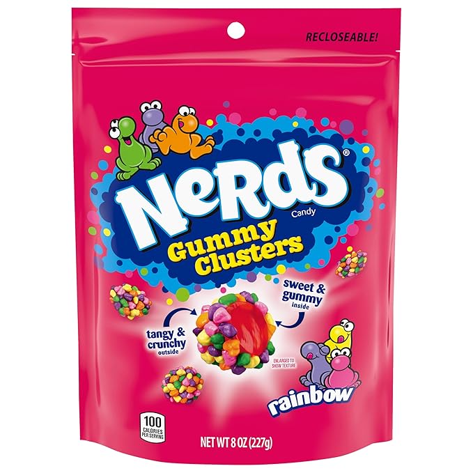 NERDS Gummy Clusters, Candy, Rainbow, Crunchy and Gummy, 8 oz