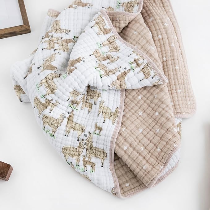 Little Unicorn Original Premium Cotton Quilt | Multi-Layered & Extra-Soft Muslin Fabric |for Babies & Toddlers (Llama Llama)