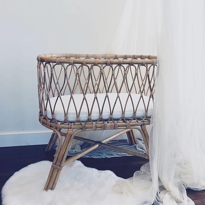 Mecc ecoh Baby Bassinet Mattress, 100% Breathable Cover, Water-Resistant Lining, Oval 32"x16"x2" Fit for Fisher-Price Series/Delta Children Sweet Beginning, Sweet Dream, Curve, Rocking & Moses Basket