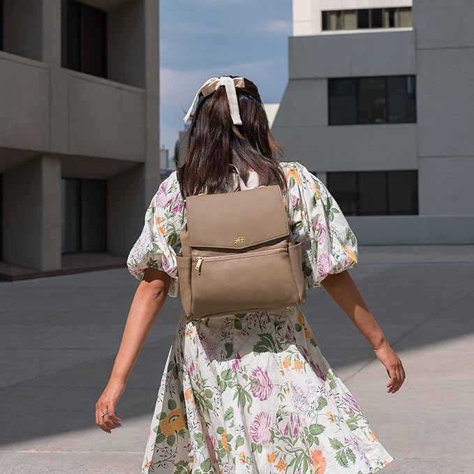 Freshly Picked Mini Classic Diaper Bag Backpack, Vegan Leather Baby Diaper Bag, Backpack Diaper Bag for Women (Aspen)