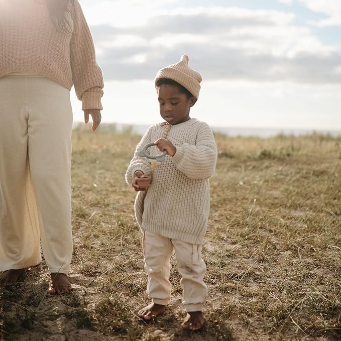 mushie Silicone Baby Teether Toy | Bear (Dried Thyme)