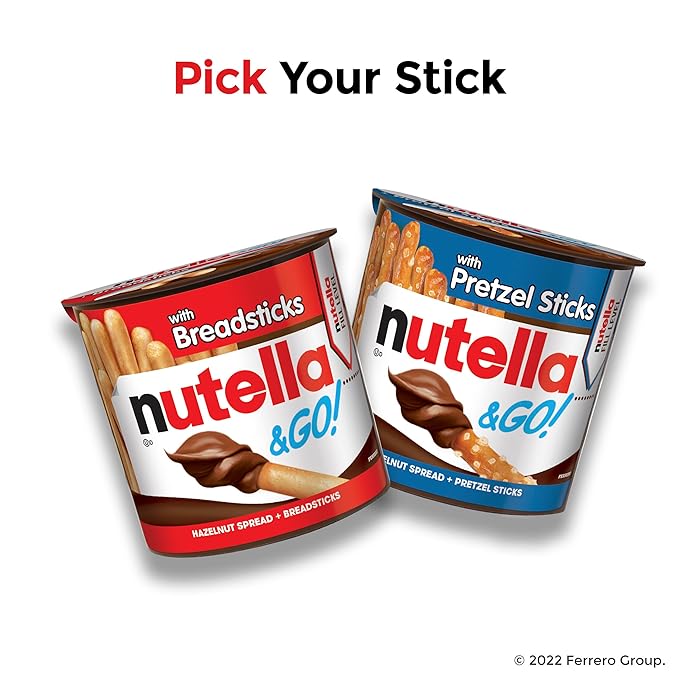 Nutella & GO! Bulk 12 Pack, Hazelnut and Cocoa Spread with Pretzel Sticks, Snack Cups, 1.9 oz Each