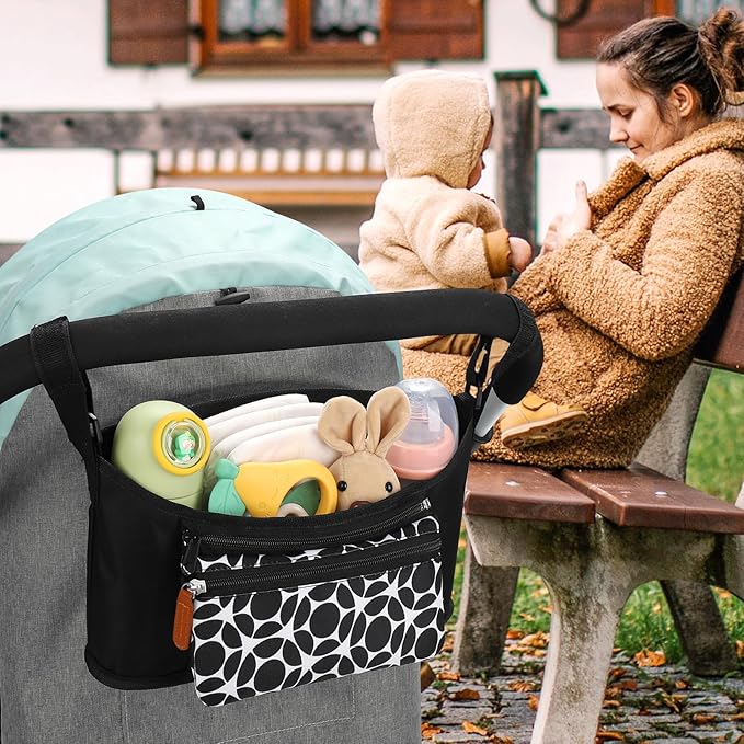Accmor Universal Stroller Organizer with Detachable Phone Bag, Stroller Bag Caddy Organizer Stroller Accessories for Uppababy, Baby Jogger, Nuna, Doona, Britax Strollers
