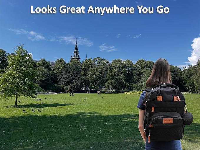 Baby Diaper Bag Backpack - Large Bag for Boys & Girls, with Changing Pad & Pacifier Case, Large Capacity with Insulated Pockets, Waterproof, with Stroller Straps, Unisex - Black