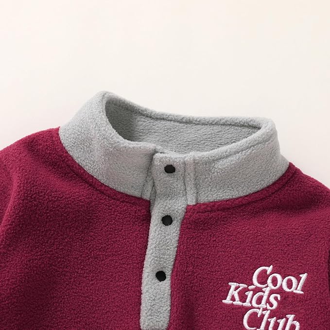 YOUNGER TREE Toddler Boy Girl Clothes Fleece Fall Winter Outfit Baby Long Sleeve Button Sweatshirt and Pants Sweatsuits Set