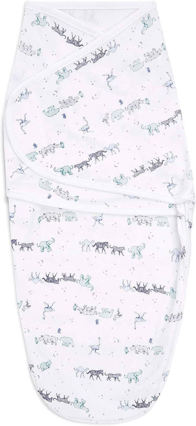 aden + anais Essentials Easy Swaddle Wrap Quick Change with Bottom Zipper, Snug Cotton Knit Baby Wrap Swaddle Blanket for Newborns, TOG 1.0, 3-Pack, Rising Star, 0-3 Months, Small/Medium