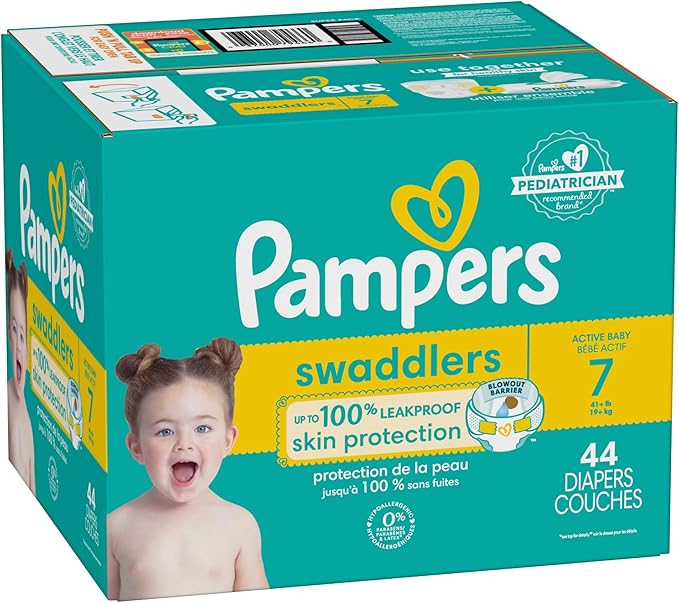 Pampers Baby Diapers - Swaddlers - Size 7, 44 Count, Ultra Absorbent Disposable Infant Diaper