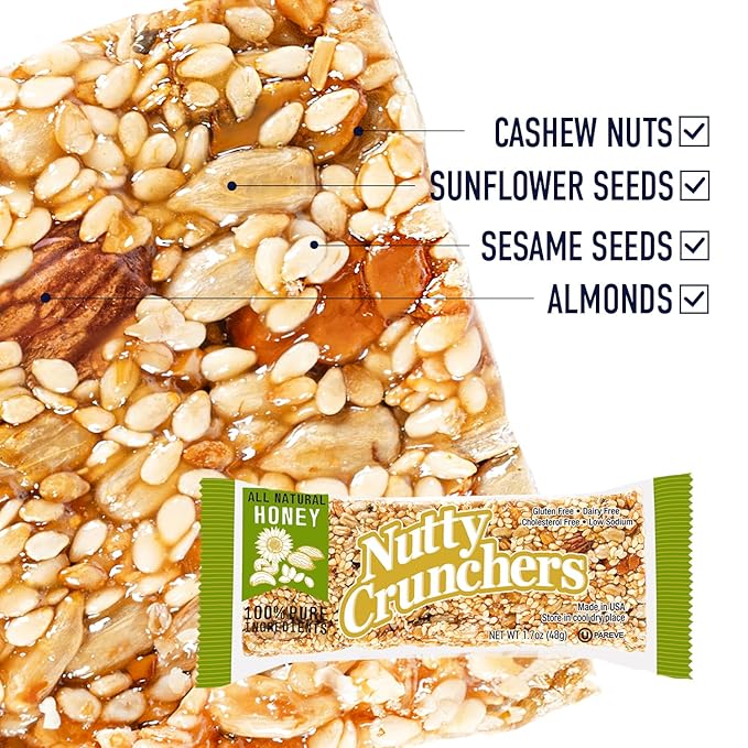 Nutty Crunchers All Natural Ingredients (Variety Pack - 5 Flavors, 30 Bars/box)