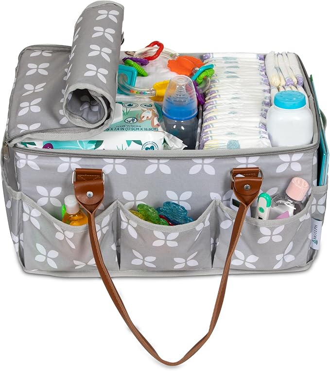 Moteph Extra Large Diaper Caddy, Craft, Toy Organizer with Zip-Top Cover with Waterproof Wet/Dry Bag - Perfect for Baby Shower
