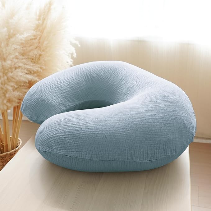 Konssy Muslin Nursing Pillow Covers, 100% Cotton Soft & Adorable Covers for Breastfeeding Pillows, Slipcovers for Newborn Baby Boys & Girls