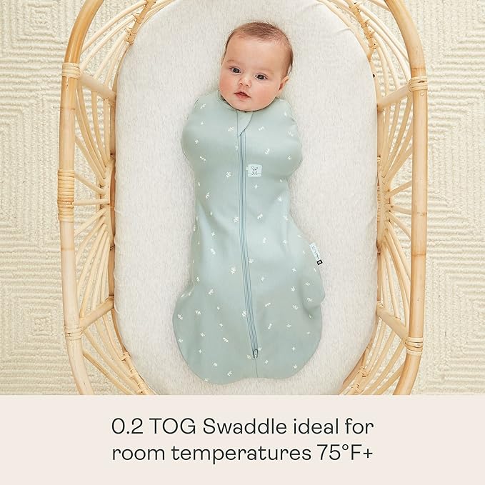 ergoPouch Cocoon Swaddle Sack 0.2 TOG - Baby Sleep Sack, Gentle Snug Fit Helps Calm Startle Reflex, Ideal for Arms In/Out Sleeping, Soft Breathable Fabric for Better Sleep (0-3 Months, Sage)