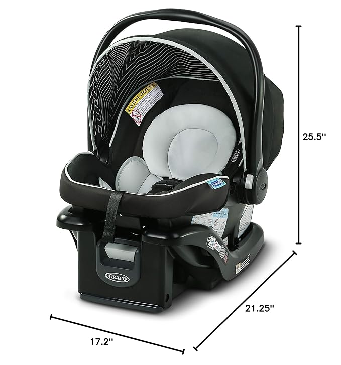 Graco SnugRide Lite LX Infant Car Seat, Rear-Facing, Lightweight, Adjustable Base, Easy Install, Studio