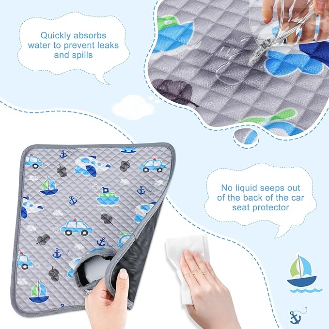 Car Seat Protector for Potty Training, 2 Pack Waterproof CarSeat Liner Toilet Training for Baby Infant Toddler, Dry Seat Piddle Pads Cover for Strollers (Grey)