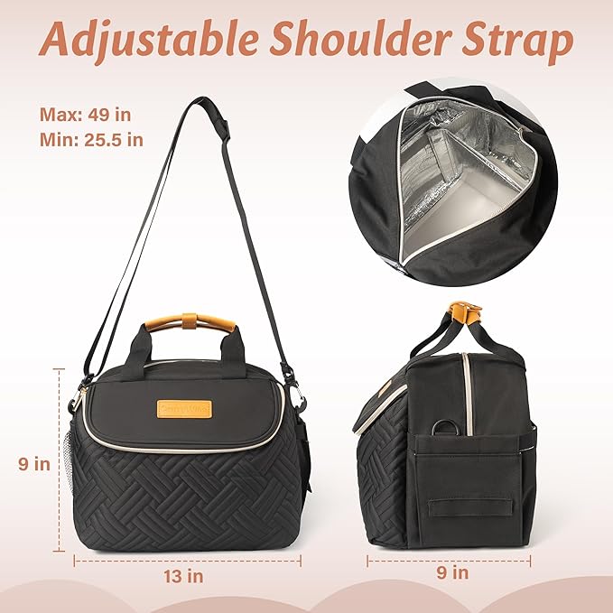 Wearable Breast Pump Bag Portable Breast Pumping Travel Bags for Work Mom Breastmilk Cooler Carrying Case for 6 Bottles with Adjustable Shoulder Strap Dividers Changing Mat