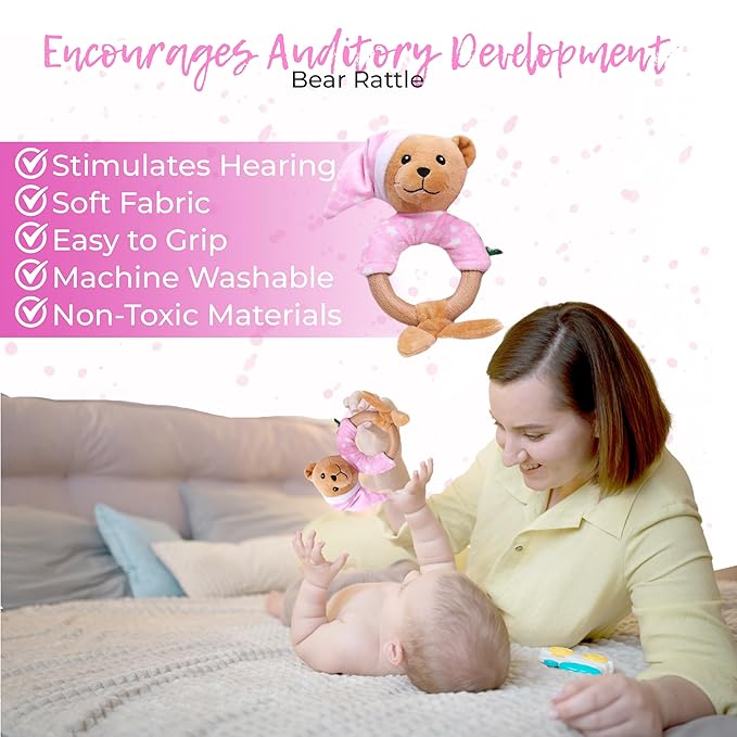 Newborn Gift Set, Baby Clothes, Baby Rattle, Baby Blanket, Swaddle, Pacifier, Gifts for New Baby Girl, Newborn Essentials, Baby Gift Set, Baby Gift Basket