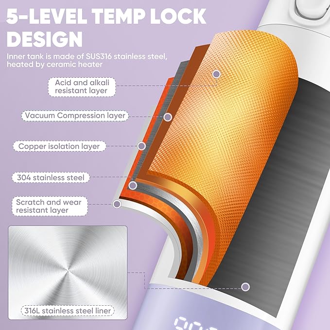 Portable Bottle Warmer for Travel,Portable Milk Warmer for Baby-12oz Ceramic Heater Heating,Fast Charging & Cordless Portable Baby Bottle Warmer -Dual Heating Modes for Breast Milk & Water,Purple