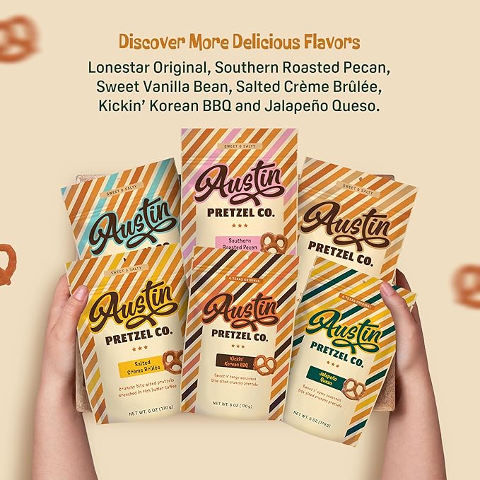 Jalapeño Queso Pretzels – 6 Oz Sweet n' Spicy Bite-Sized Snacks Packed with Real Cheese & Jalapeño Flavor – Crunchy, Snacky, Perfect for Sharing or Spicy Indulgence (Pack of 4)