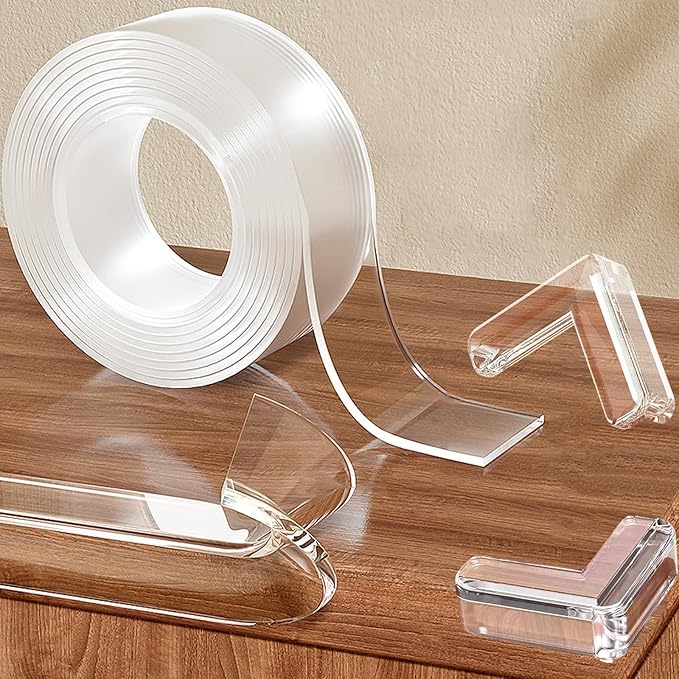 Clear Soft Corner Protectors for Furniture Strip,1.18 in x 13.12 FT Edge Bumper with 6 Corner Guards,Window Edge,Wall Protector,Table Corner Protectors and Fireplace in Family
