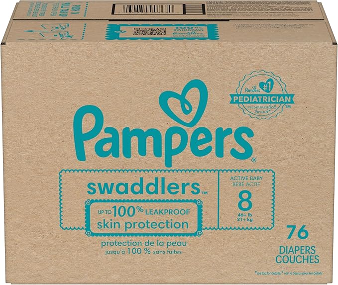 Pampers Baby Diapers - Swaddlers - Size 8, 76 Count, Ultra Absorbent Disposable Infant Diaper
