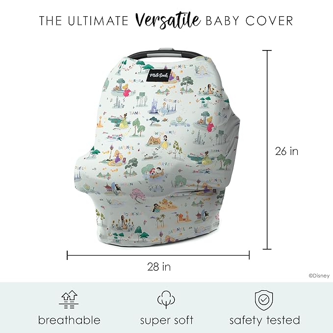 Milk Snob Original Disney Enchanted Kingdoms 5-in-1 Cover, Added Privacy for Breastfeeding, Baby Car Seat, Carrier, Stroller, High Chair, Shopping Cart, Lounger Canopy, Newborn Essentials, Nursing Top