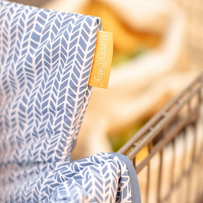 2-in-1 Cushy High Chair Cover and Shopping Cart Cover for Baby, Comfortable Cover for Grocery Cart, Universal Fit Cart Cover for Babies, Includes Storage Pouch - Blue Little Arrows