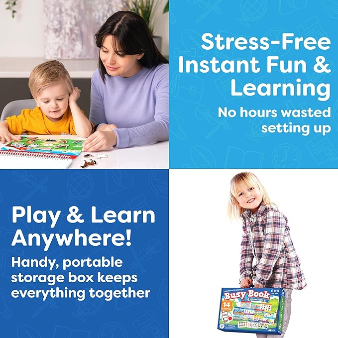 Montessori Preschool Busy Book for Toddlers Ages 3 and Up - Preassembled - Preschool Learning Activities Homeschool Montessori Toys - 3 Year Old Boy Gift - 3 Year Old Girl Christmas Birthday Gift