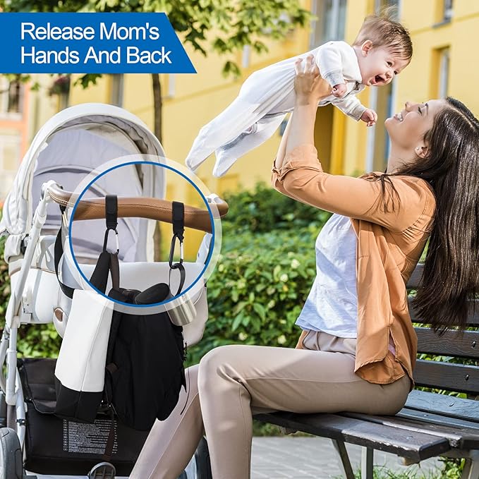 6 Pack Baby Stroller Hooks for Hanging Diaper Bags Pram Clips for Bags Multipurpose Hooks for Grocery Shopping Backpack Stroller Accessories Pram Buggy Clips Straps Hook