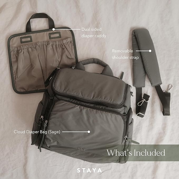 Staya- Cloud Diaper Bag (Sage, Medium)