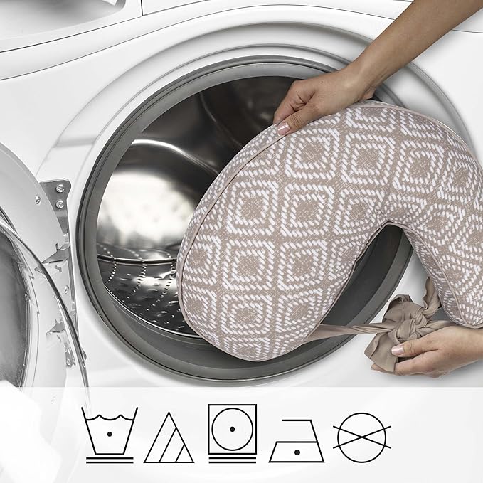 Boppy Anywhere Travel Nursing Pillow, Latte Rattan, Plus Sized to Petite with Stretch Belt, Portable Nursing Pillow, Breastfeeding and Bottle-Feeding Support, Machine Washable