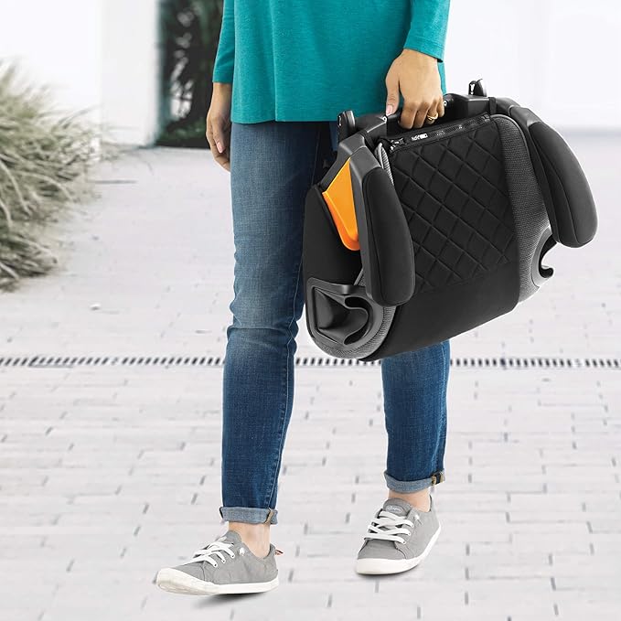 Chicco KidFit Zip Air Plus 2-in-1 Belt Positioning Booster Car Seat, Backless and High Back Booster Seat, for Children Aged 4 Years and Up and 40-100 lbs | Q Collection/Black/Grey