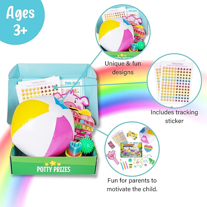 Potty Training Rewards Kit - All-in-One Potty Training Chart with 14 Rewards, Educational Toys & E-Book for Toddlers Boys & Girls