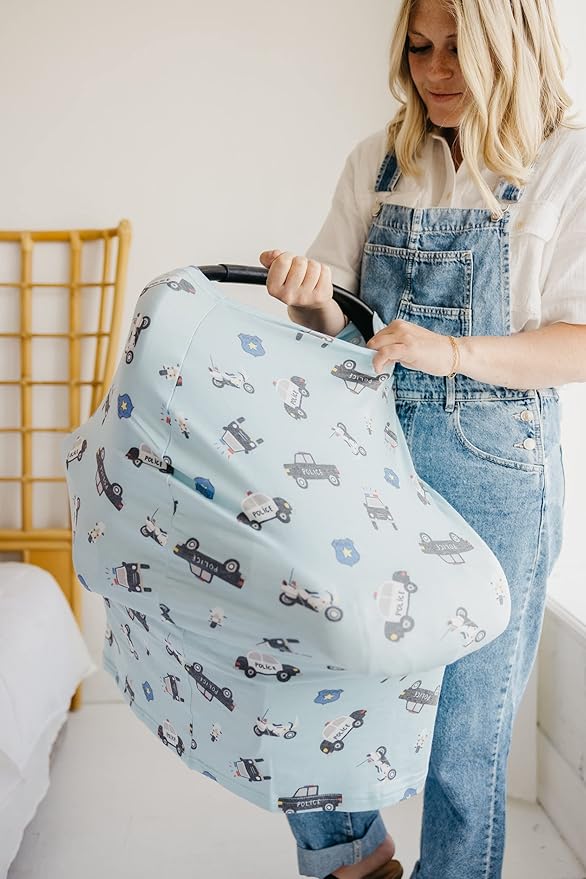 Copper Pearl Multi-Use Cover: Car Seat Covers, Nursing Cover, and Stroller Cover for Sun - Stretchy Fabric, All-Season Use, Stylish Designs, Easy Access for Moms - Leo