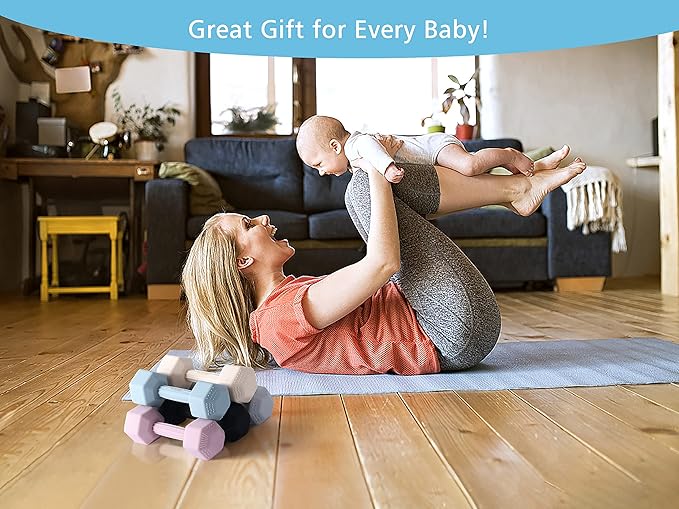 Giftty Baby Dumbbell - Silicone Infant Rattle Teething Toy Teether Toddler Sensory Toy Durable Safe Exercises Workout Weight - Great Gift for Girls and Boys (1pcs 4.8oz - Pink)