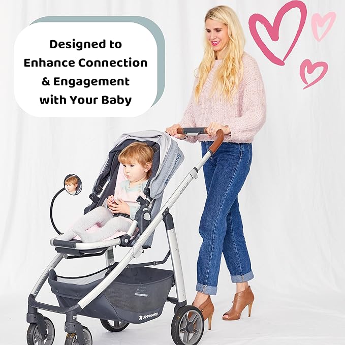 Stroller Mirror Upgraded Version 2.0- See Baby’s Face on Walks. Rear View Mirror for Prams and Strollers. Universal Stroller Accessory for Safety and Connection.